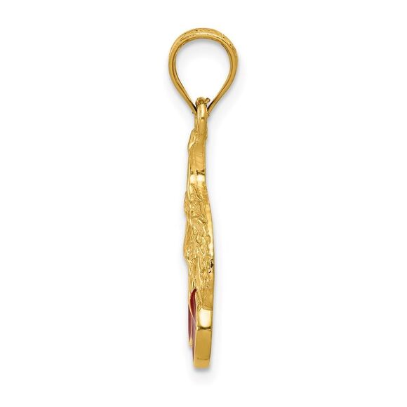 14k Yellow Gold Red Enameled Cherries Pendant - Picture 2 of 5